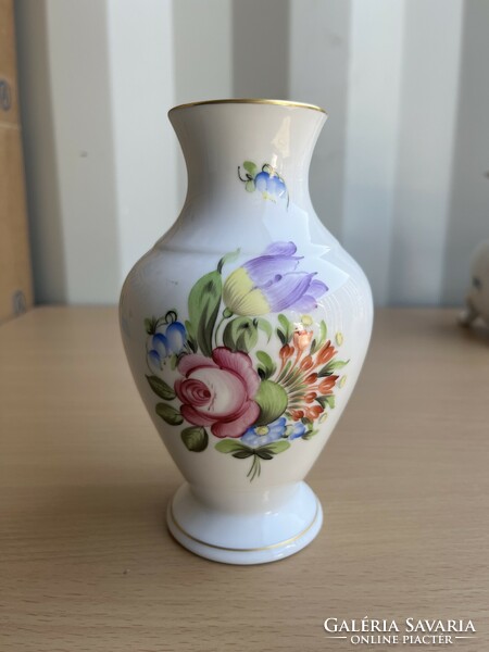 Herendi Festett Virágmintás Öblös Porcelán Váza A57
