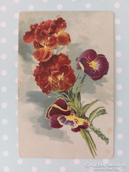 Old postcard with floral postcard pansy