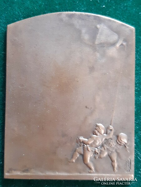 R. Lamourdedieu: Awakening, French Art Nouveau bronze plaque.