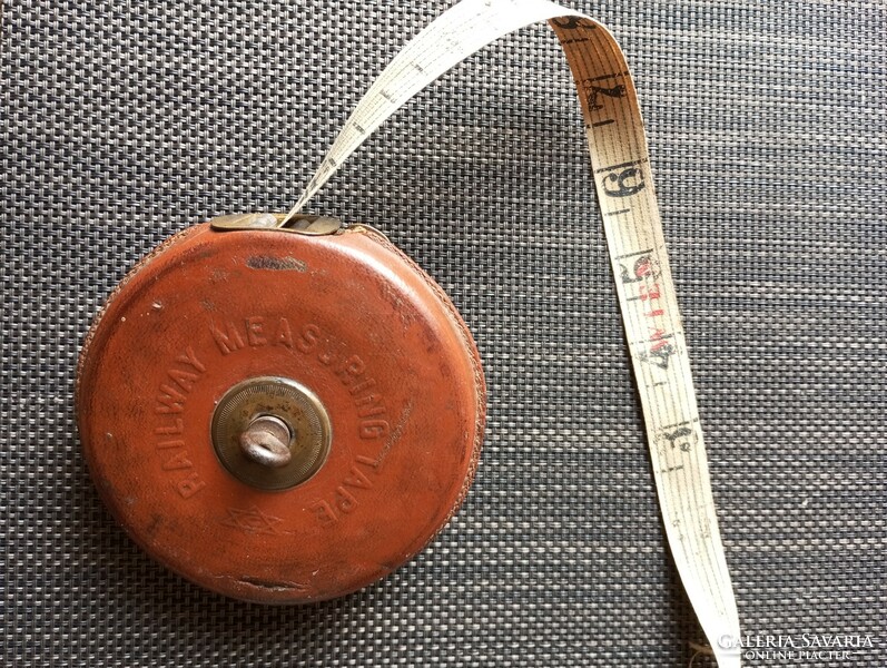 Antique leather covered railway measuring tape