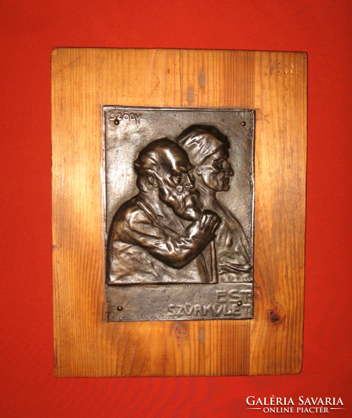 SZŐDY SZILÁRD  / 1878 - 1939 / : ESTI SZÜRKÜLET BRONZ RELIEF