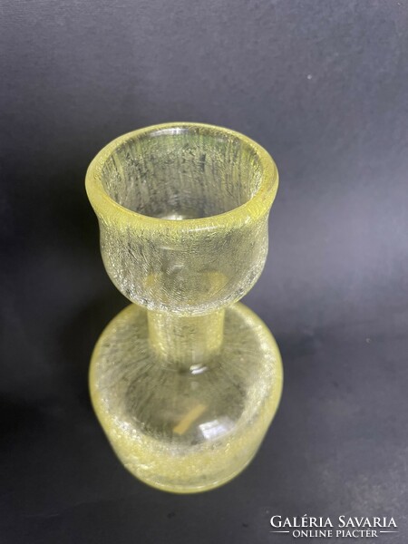 Rare cracked retro art-deco glass vase from Karcagi Berekfürdő 18 cm