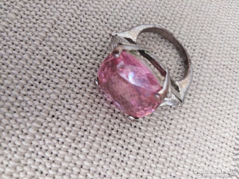 Rózsaszín üvegköves - női gyűrű