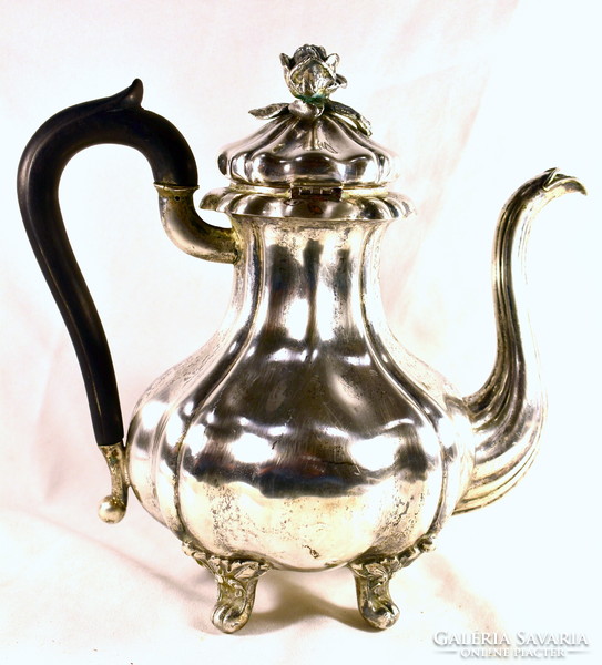 Around 1880 Neo-baroque silver jug with rose handle!