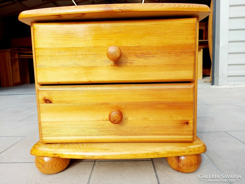 A 2-drawer pine chest of drawers and nightstand for sale. Furniture is in like new condition