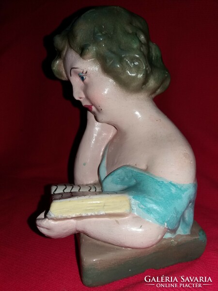 Antique ceramic figure reading girl bookend in beautiful condition, incomparably beautiful according to the pictures