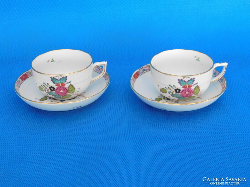 Herend antique colorful Appony tea cup + saucer pair