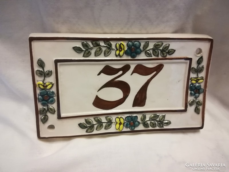 Ceramic house number plate, unique, handcrafted product