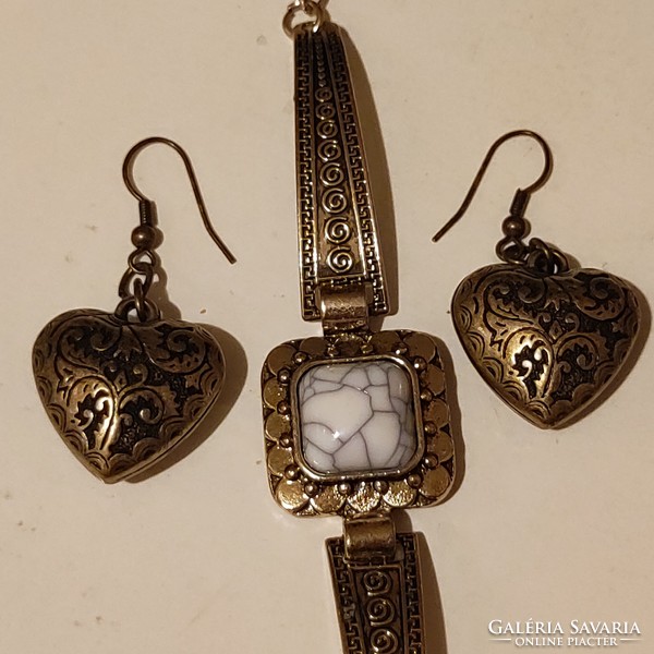 Cute bronze-colored jewelry set bracelet/earrings