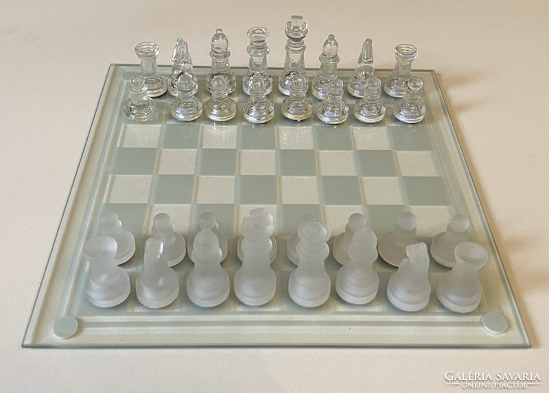 Glass flat chess set 25 x 25 cm with original box