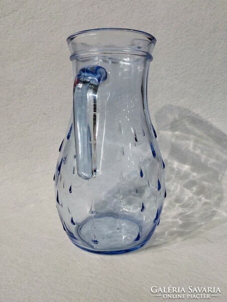 Italian retro (crushed rocco) blue glass jug