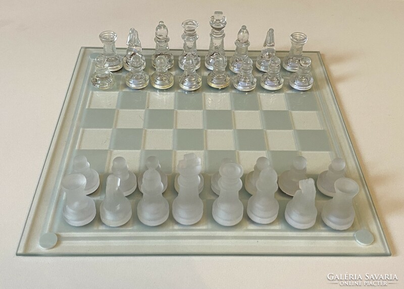Glass flat chess set 25 x 25 cm