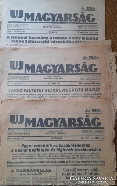 Newspaper - uj magyarság - 3 copies 1939. Sept., Oct.
