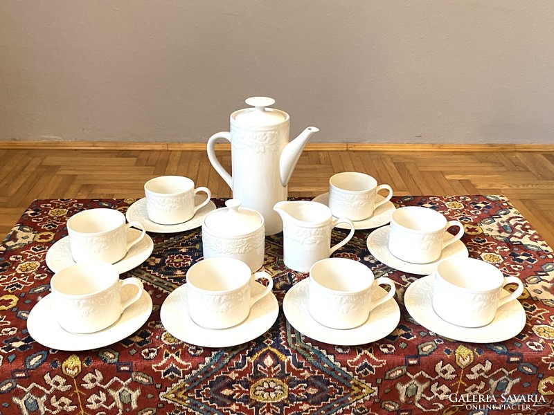 8 Personal white porcelain coffee set