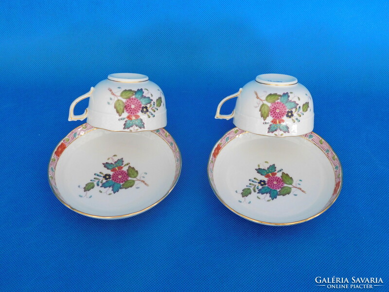 Herend antique colorful Appony tea cup + saucer pair