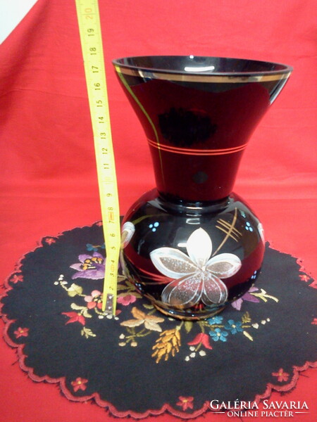 Vase black and gold patterned glass