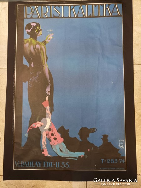 Műcsarnok 1986-os kiállításához köthető Párisi Kalitka plakát, 94 x 61 cm-es.