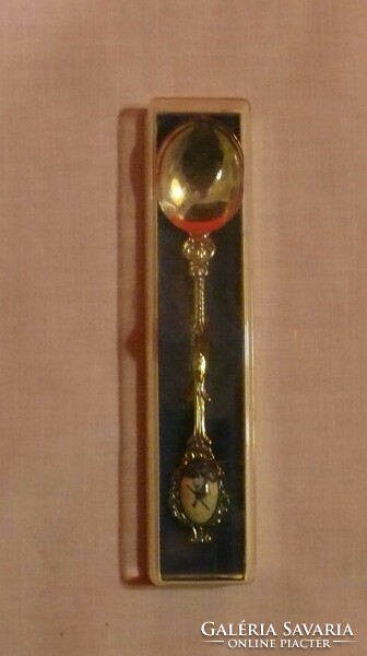 Dutch mocha decorative spoon with Delft porcelain insert