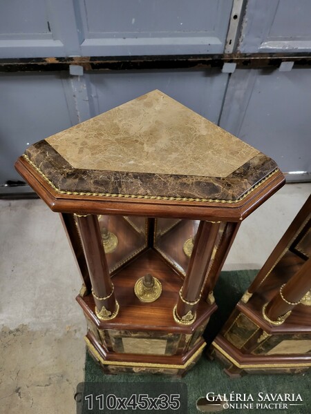 Brown marble pedestal, statue holder, column, can be placed in a corner