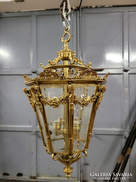 8 Angled copper chandelier, trolley lamp