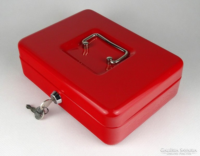 1H520 red metal cash register lockable armor money box with 2 keys