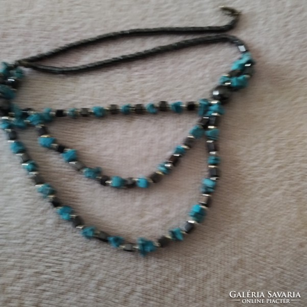 Turquoise - hematite women's necklace