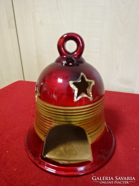 Hungarian glazed ceramic Christmas bell, height 15 cm. Jokai.
