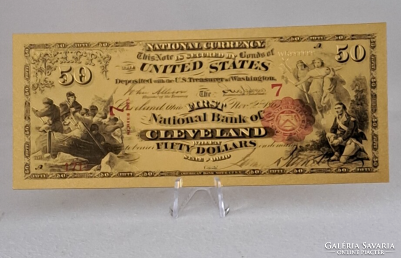 50 dollar, 24 kt gold banknote for wedding anniversary or birthday