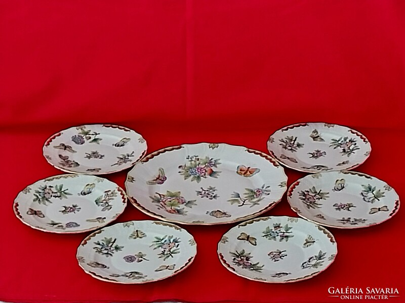 Herend Victoria pattern cookies for 6 people, 7 pieces