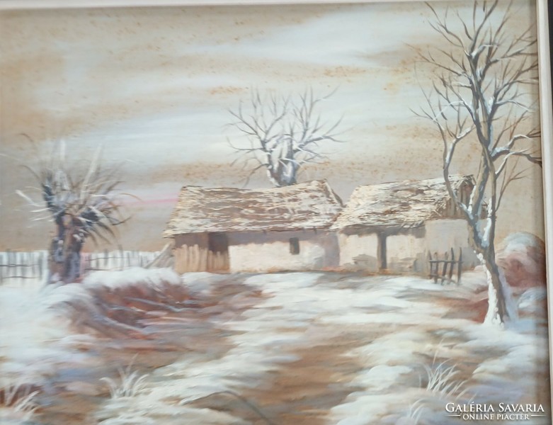 Várhegyi - oil / wood landscape painting