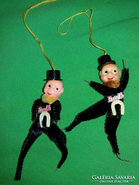 Old Christmas tree ornament wire frame micro velvet chimney sweep figures 2 in one according to the pictures