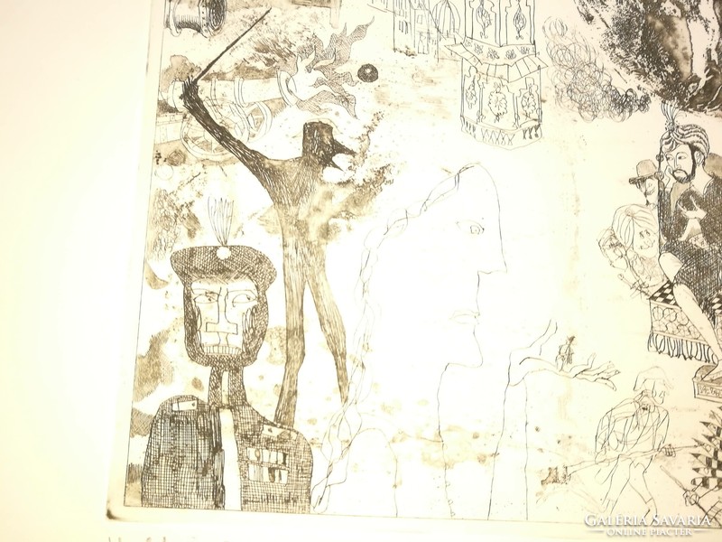 Louis Kondor etching, rarity: voltaire, 66/100