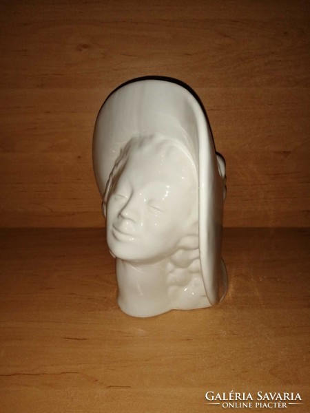 Gyönyörű antik Viktoriánus váza kalapos hölgy - 22 cm magas