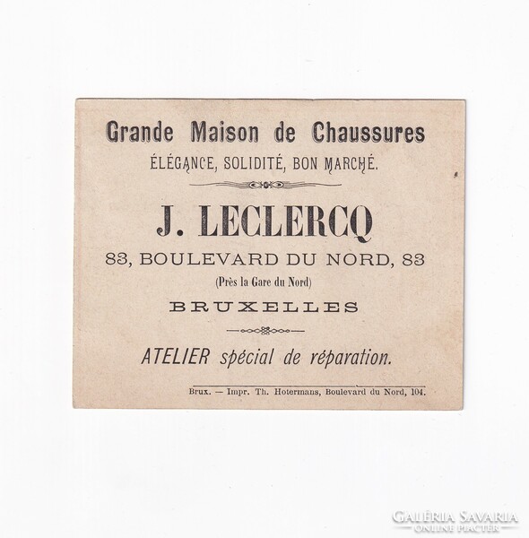 J. Leclerco elegáns cipők antik Litho  reklám gyűjtői kártyája