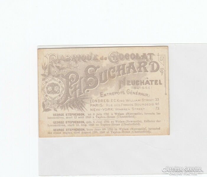 Suchard csokoládé gyűjtői kártya 1900 (apró sérüléssel) Litho