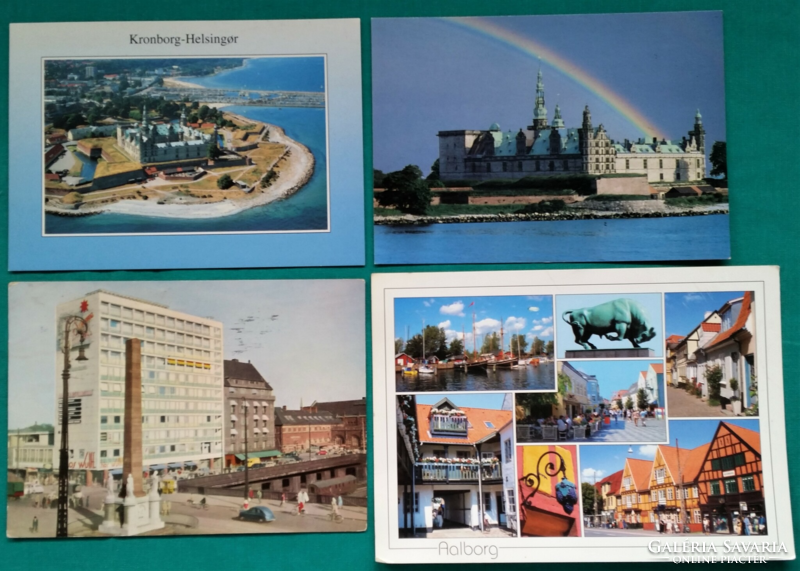Dánia, Helsingør, Ålborg, Koppenhága  képeslapokon