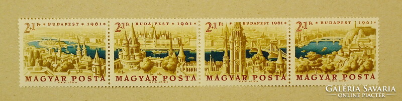 1961. Stamp Day (34.) _ Budapest panoramic row ** (800ft)