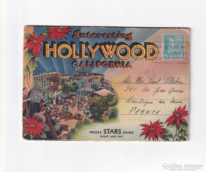 Welcome Hollywood envelope postcard 1940-1945 (2 pages beautiful leporello)
