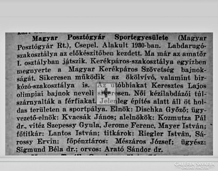 Jelzett (Puder I.) Pincés Puder István, Bírkózó érem, Magyar Posztógyári Sport Egyesület 1930
