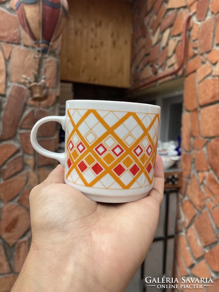 Alföldi porcelain in-house factory checkered cube patterned mug mugs collector's piece of nostalgia