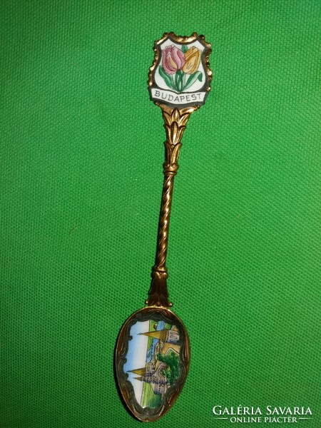 Antique fire-enamel copper ornament coffee spoon souvenir shop Budapest travel souvenir according to the pictures