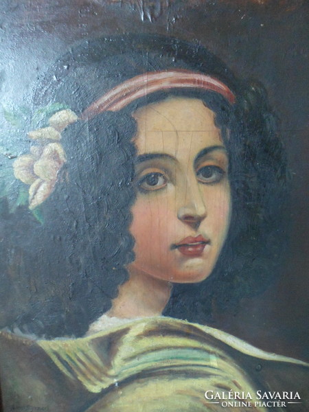 Lorizi Bazzani Torino 1891. női portré olaj vászon aranyozott keretben