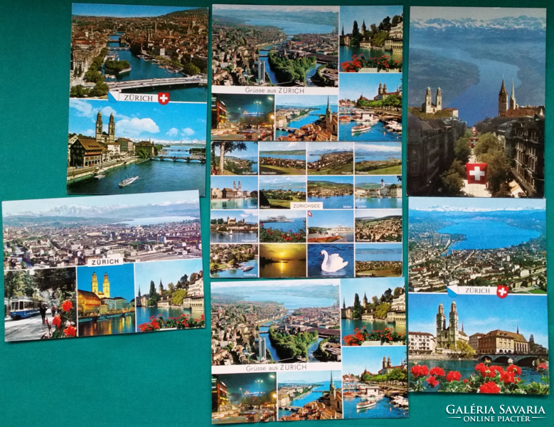 Switzerland, Zurich cityscape, city panorama, postcards
