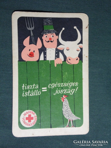 Card calendar, Hungarian Red Cross, graphic, humorous, 1964