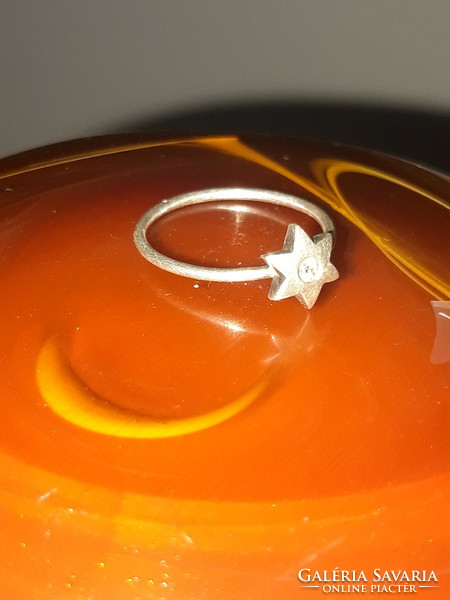 Dávid - csillag pici kővel - ezüst gyűrű - 49- es méret
