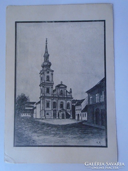 D198648 Budapest - St. Catherine parish church in Tabán - old postcard 1930's