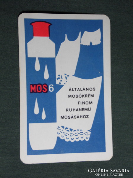Kártyanaptár, MOS6 mosókrém,mosószergyártó vállalat ,grafikai rajzos,1966