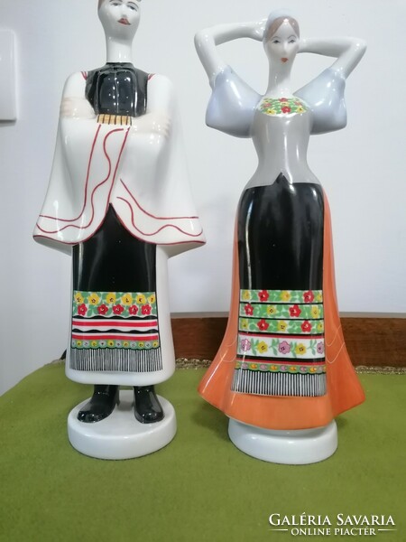 Aquincum porcelain folk costume porcelain figure in a pair