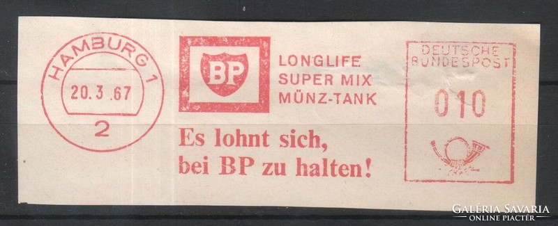 Gépi bérmentesítés kivágáson  0028 (Bundes) Hamburg 1     1967