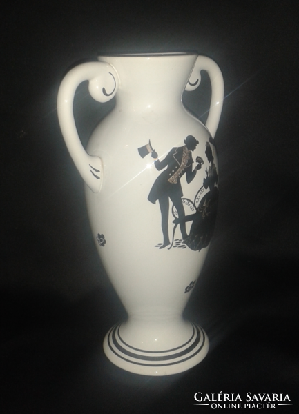 REMOAN PORCELÁNFESTÉS: KÉTFÜLES ( amfora ) váza 26 cm